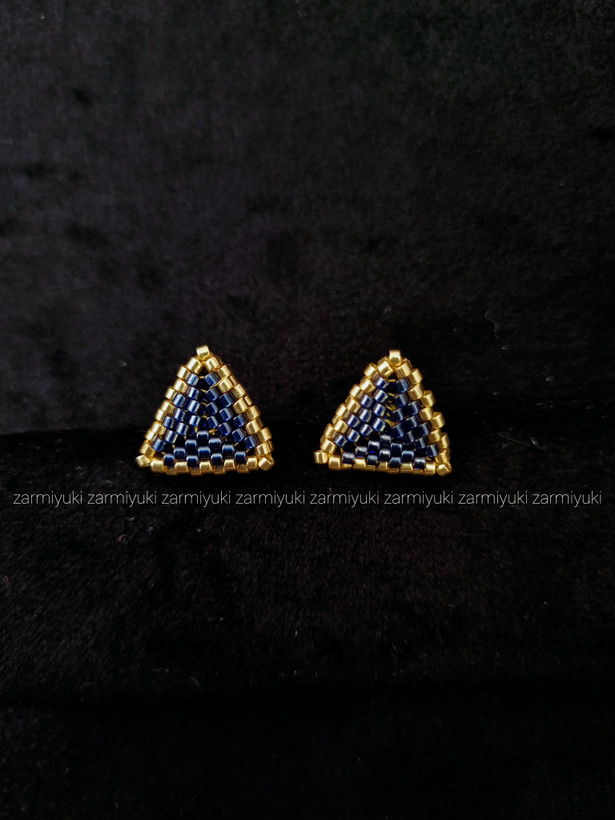 گوشواره دستساز با منجوق دلیکا میوکی ژاپن طرح هرمی دوبل